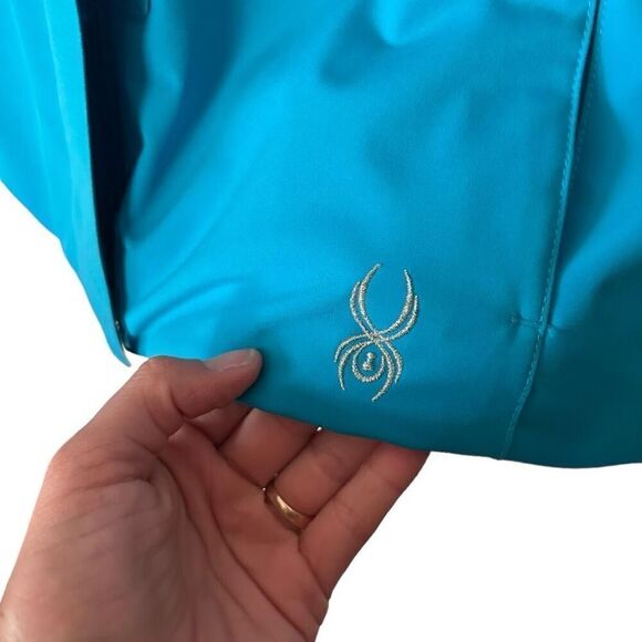 Spyder Colorblock Full Zip Amp Insulated Hooded Ski Jacket Blue White Size 6 - Picture 11 of 12